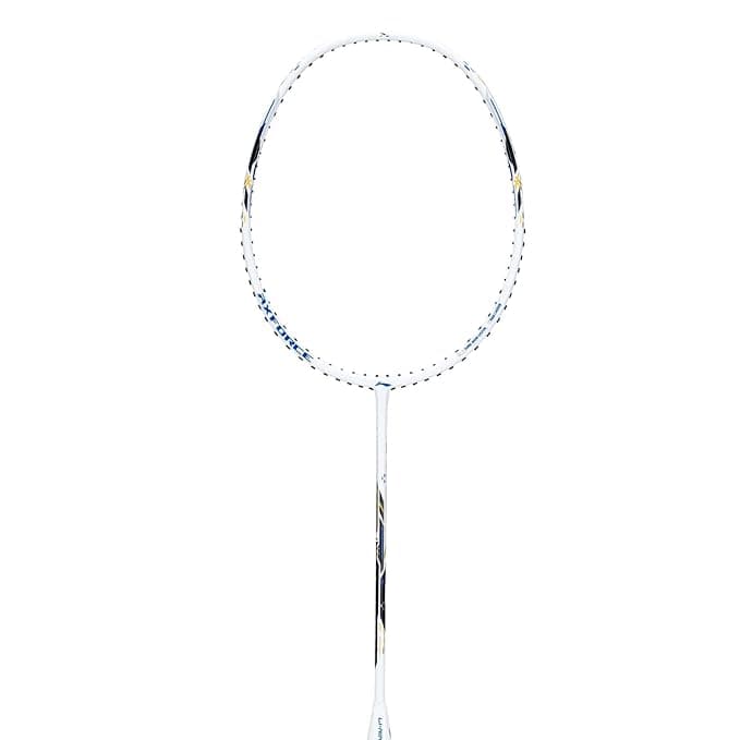 Li-Ning Axforce Blast Strung Badminton Racquet for Professional Players|Powerful Smashes|Flexible Shaft|75-79 Grams|Maximum String Tension - 31lbs, White/Blue Sapphire