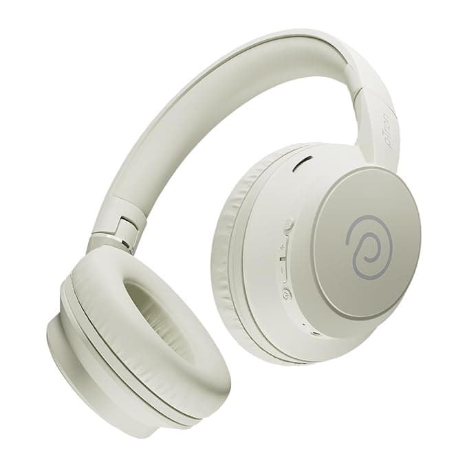 pTron Studio Evo 70hrs Playtime Wireless Over Ear Headphones w/HD Mic, Dual Device Pairing, Low-Latency Game/Movie/Music Modes, Punchy Bass, BT5.3, Voice Assistant & Type-C Fast Charging (Beige)