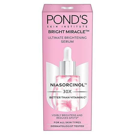 Pond's Bright Miracle Ultimate Brightening Serum with Niasorcinol | 30X better than Vitamin C | For Visibly Brighter, Spot-Free Skin in 1 Week | Lightweight & Fast Absorbing | 15ml