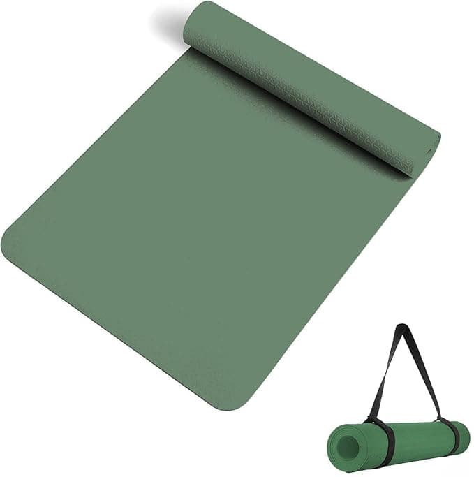 Exercise & Yoga Mat for Women and Men, High Density, Anti-Slip/Skid/Split Yoga Mat for Home, Outdoor, Gym Workout and Flooring Fitness Mat with strap (24x72 IncheS) (4MM, army green)