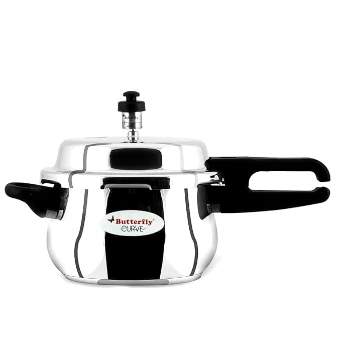 Butterfly Curve 3 Litres Stainless Steel Outer Lid Pressure Cooker | TRIPLY Base | Induction & Gas Stove Compatible | Triple Safety | ISI Certified | 5 Years Manufacturer's Warranty