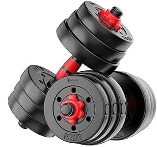 FitBox Sports Intruder 20 Kg Adjustable PVC Dumbbells Weights With Dumbbells Rods For Home Gym & Strength Training, 10 Kg X 2 (Black)