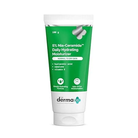 The Derma Co. 5% Nia-Ceramide Daily Hydrating Moisturizer | For Normal to Dry Skin | 24-H Moisturization | 5% Niacinamide, 2% Ceramide | Hyaluronic Acid, Vitamin E & Squalane | Non sticky | 100 g
