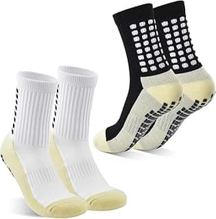 Generic 1 Pairs Athletic Non-slip Football Socks for Men Women, Anti-Slip Calf Size Cushioned, Breathable, Cotton, Grip Sports Crew Sock for Soccer, Rugby, Cricket, Yoga (Multicolor)