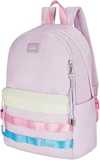 Genie Kpack Casual Backpack for Girls |17 In-20 Ltr with Laptop Sleeve,Two Compartments,Organizer and Light Weight with Padded Shoulders |Best for Books,Stationery,Lunch Box & Essentials - Lavendar