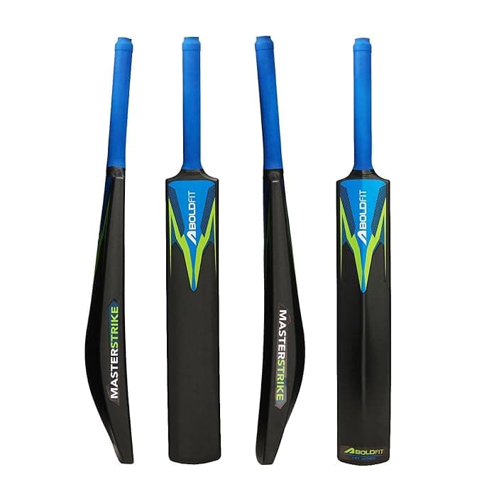 Boldfit MasterStrike Plastic Cricket Bat Full Size Durable Bats for Tennis & Wind Ball Lightweight Adult & Teen Tournament Match Bat, Blue Green, Size 8