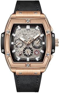 Giordano Designer Multifunction Watch for Men with Square Dial, Date Display Function, Quartz Movement, Premium Leather Strap and Water Resistant - GZ-50098