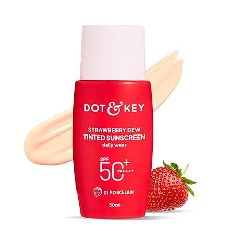 Dot & Key Strawberry Dew Tinted Sunscreen In-Vivo Tested SPF 50+ PA++++ With New-Age UV Filters, Brightens & Protects Skin, Ultra-light, Blends Easily, With Niacinamide, Natural Finish, Non-Sticky| 50ml
