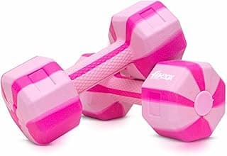 FitBox Sports Polyethylene (Pe) Exclusive Blend Dumbbells 2Kg Anti Slip Anti Rolling Dumbbells Set (1Kg X 2) Snow/Pink