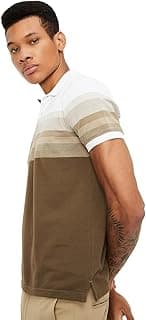 Max Men's Half Sleeves Cotton Blend Regular Fit Striped Polo T-Shirt