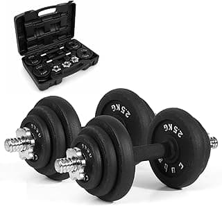 The Cube Club Adjustable Dumbbell 10Kg Cast Iron Powerbells With Anti-Slip Rod Set For Empower Your Fitness|Dumbbells Weights For Exercise Full Body Workout Gym Equipment For Men & Women(Black)