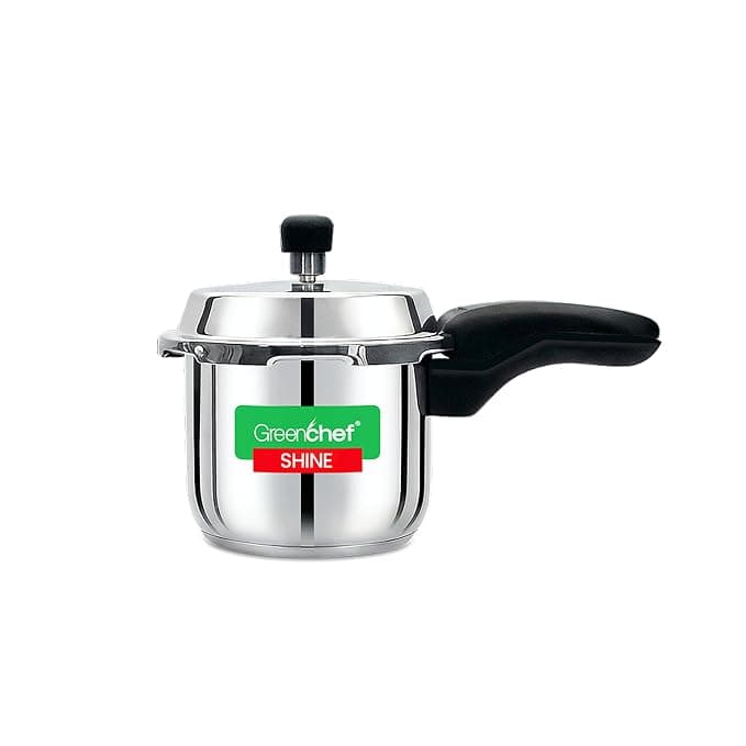 GREENCHEF Shine outer lid Stainless steel Pressure cooker 3 litre Induction Compatible and Gas stove - ISI Certified