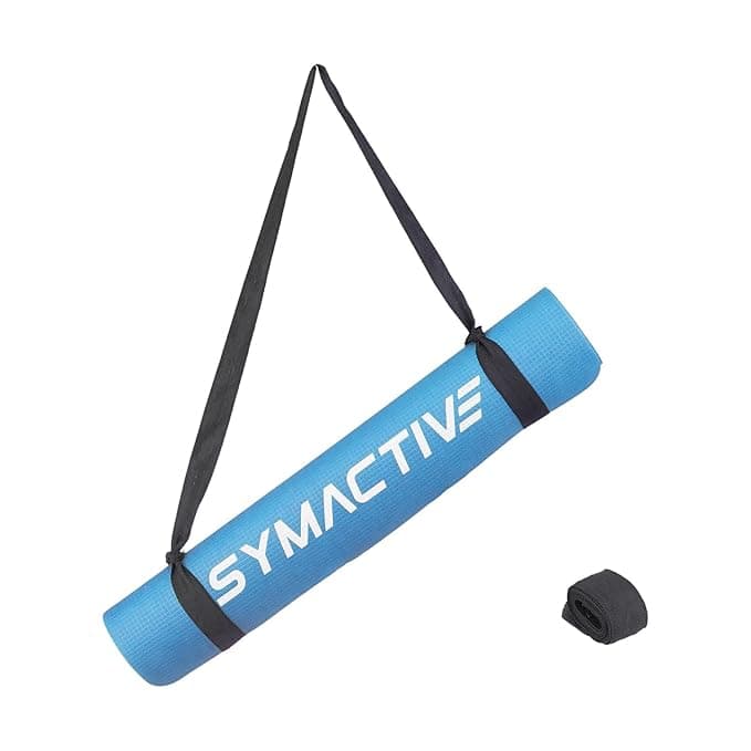 Amazon Brand - Symactive 4mm Anti-Skid Lightweight Sweat/Dirt Proof EVA Yoga Mat for Gym & Outdoor Workout for Men/Women (Blue)