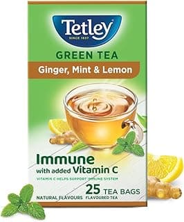 Tetley Green Tea Bags, Ginger Mint Lemon, 25 Tea Bags