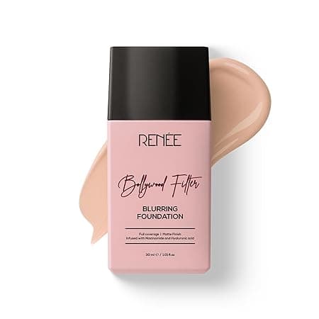 RENEE Bollywood Filter Blurring Liquid Foundation - Hazel Hush | Full Coverage, Matte Finish | Blurs Pores & Blemishes | Hydrates & Evens Skin Tone | With Niacinamide & Hyaluronic Acid | 30ml