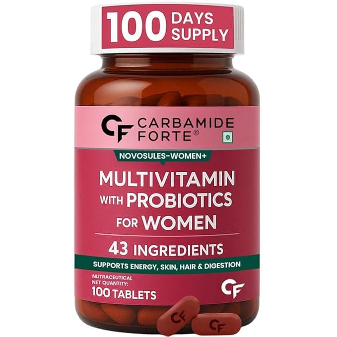 Carbamide Forte Multivitamin Tablets for Women | Multi Vitamin Supplement for Women With Probiotics | Multivitamin Tablet for Women With 43 Ingredients To Support Energy & Health - 100 Tablets