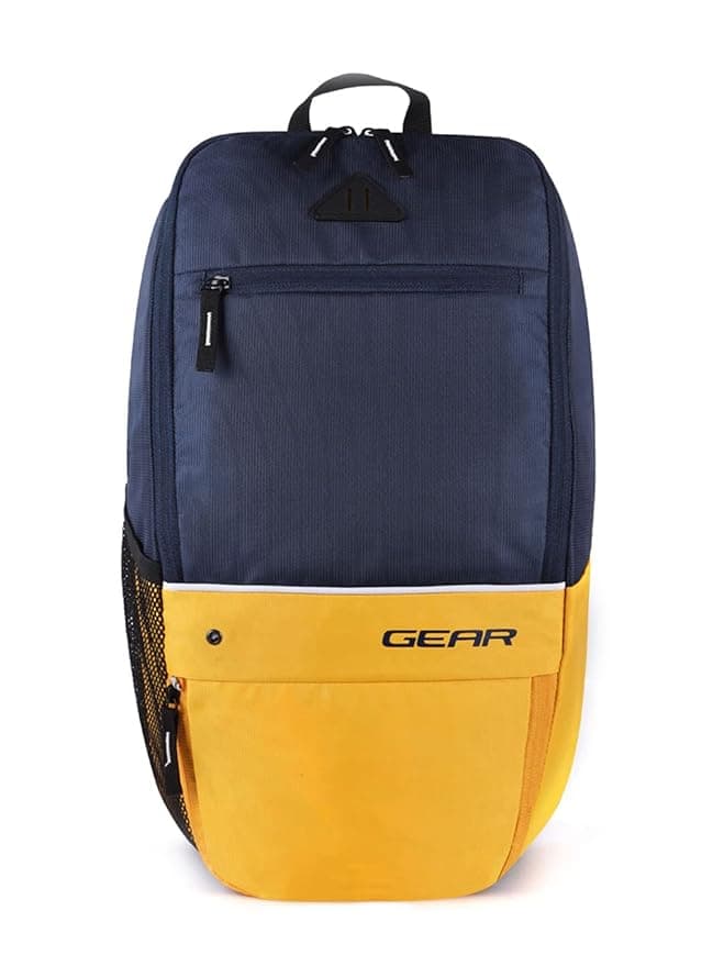 Gear Superior XL 16"/17L Small Water Resistant Backpack | Casual Backpack | College Bag |Travel Bag For Men/Women (Navy-Yellow)