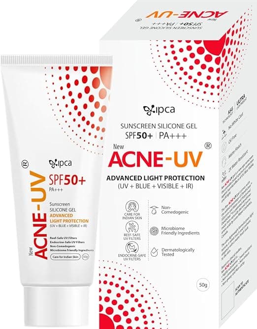 New ACNE-UV Sunscreen SPF50+ PA++++ | 50g Oil Free, Non Comedogenic Silicone Gel Sunscreen SPF 50 | UVA/UVB Protection | Water Resistant | No White Cast | Suitable for All Skin Types