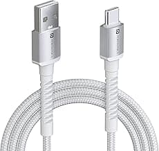 Portronics Konnect X 3A Unbreakable Nylon Braided USB to Type C Fast Charging Cable 2M Long, Supports All Type C Smartphones and Devices(White)