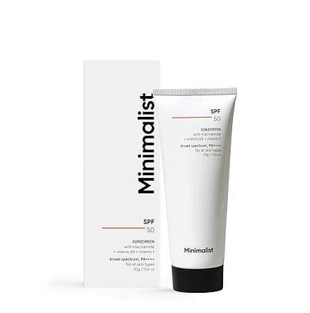 Minimalist Sunscreen SPF 50 PA+++ with Niacinamide & Multi-Vitamins | Clinically Tested in US (In-Vivo) | Lightweight with Multi-Vitamins | No White Cast | Broad Spectrum | Face Sunscreen for Men & Women | 30gm