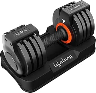 Lifelong Adjustable Dumbbells Set for Men & Women|Home Gym Equipment for Fitness & Home Workout | Gym Dumbbells | Easy Weight Adjustment (2.5kg to 12.5kg) - Black, LLAD02,Iron