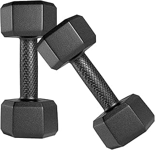 Amazon Brand - Symactive PVC 8 Kg Fixed Dumbbells Set for Full Body Workout (Set of 2, 4 Kg) | Black
