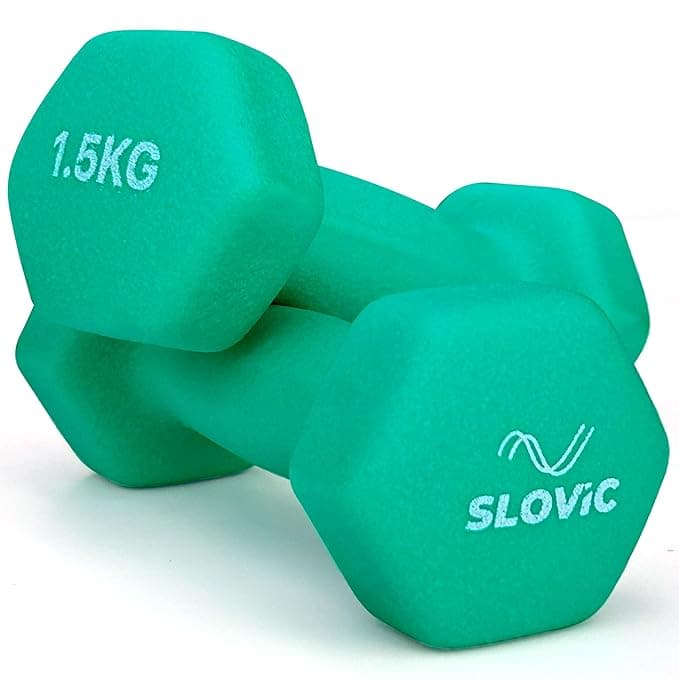 Slovic Dumbbell Set [1.5 Kg Each] | Neoprene Dumbbell Set for Home Gym | Gym Dumbbell Set for Home Workout | Gym Equipment for Home Workout | Anti-Skid Iron Dumbbell | Dumbbells for Women [Mint]