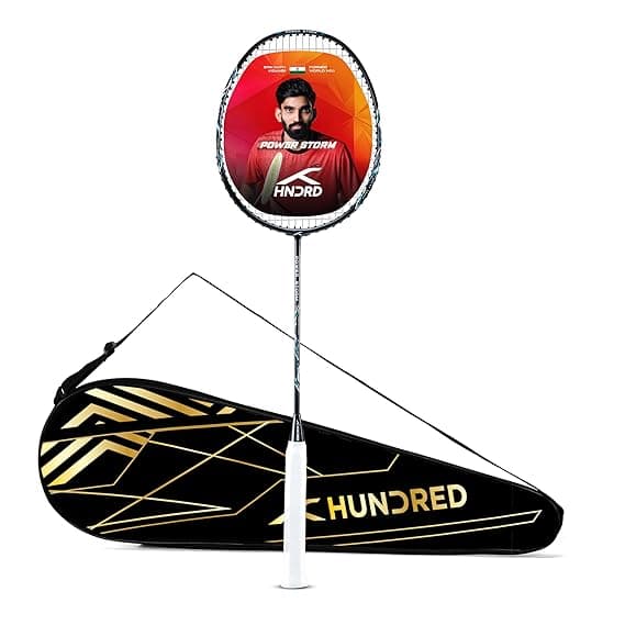 Hundred Power Storm Badminton Racket | Head Heavy Balance | Flexible Shaft | 4U Lightweight Frame | G6 Grip | Club Level Attacking Play