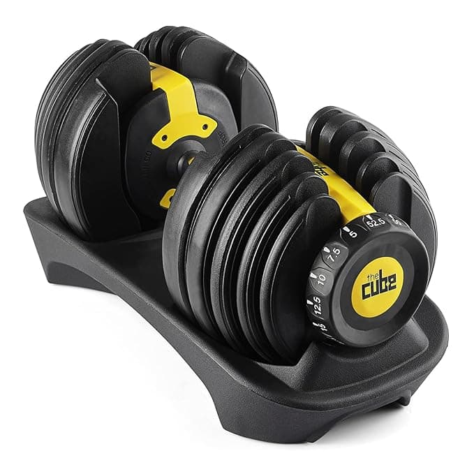 The Cube Club PowerBells 1 Piece Alloy Steel Dumbbells (2.5-24 Kg) | 5-IN-1 Adjustable Dumbbell Weights for Fitness Exercise Full Body Workout Gym Equipment with 1 Year Warranty