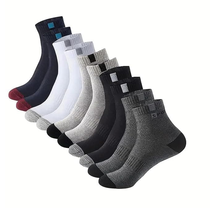 SPORT_ 5 Pairs Solid Cotton Ankle Length Socks for Men & Women, Anti Odour & Anti Bacterial, Multicolor, Pack of 5, Free Size