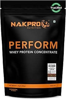 NAKPRO NUTRITION Perform Whey Protein Concentrate | 1kg Cookies&Cream | 24g Protein, Trustified Certified