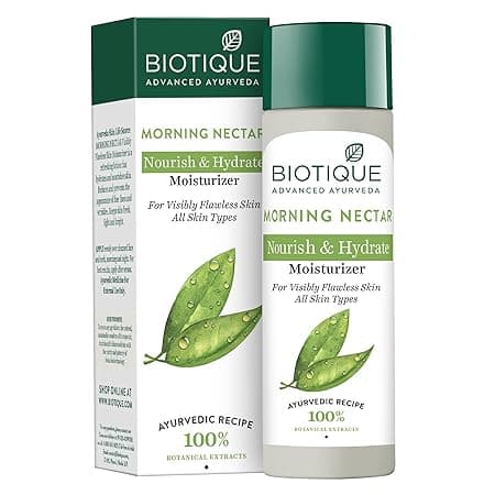 Biotique Morning Nectar Flawless Skin Moisturizer l Prevents Dark spots, Blackheads and Blemishes l Visibly Flawless Skin l Nourishes and Hydrates Skin l All Skin Types l 120ml