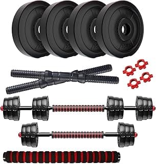 Amazon Brand - Symactive PVC 3-in-1 Convertible Dumbbells Set