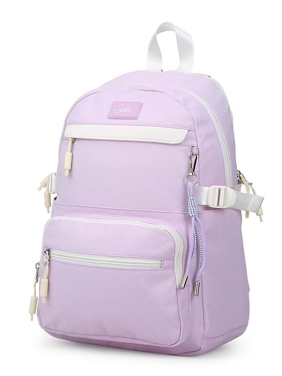 Genie Casual Backpack for Girls |17 In-20 Ltr with Laptop Sleeve, Two Compartments and Trolley Sleeve with Padded Shoulders |Best for Books,Stationery,Lunch Box & Essentials
