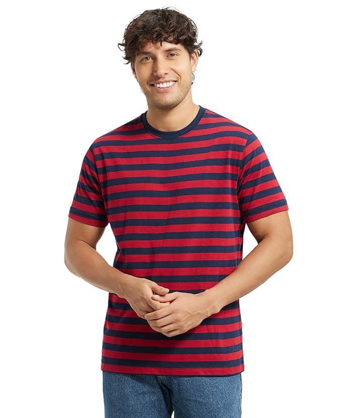 Jockey 2715 Men's Super Combed Cotton Rich Striped Round Neck Half Sleeve T-Shirt