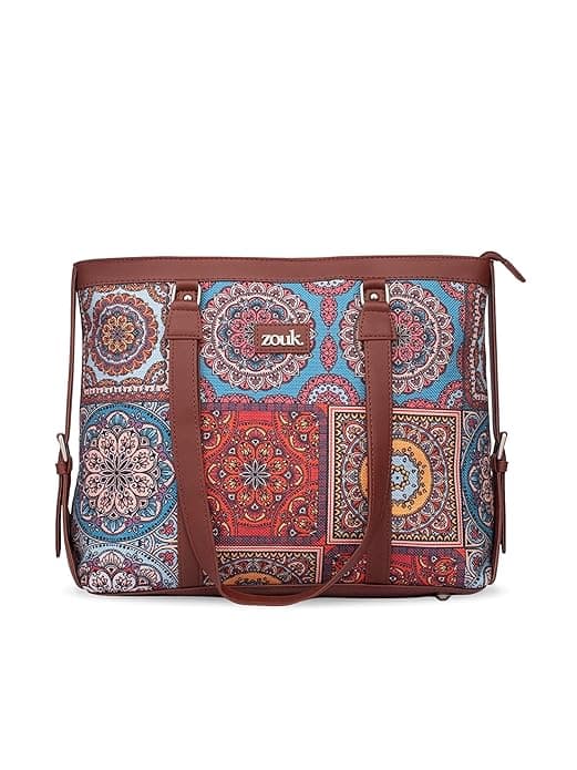 ZOUK Stylish Office Laptop Bag | Tote Bag For Women Fits Upto 15.6 inch |Purse for Women | Vegan Leather Handbag | Daily & Travel Use