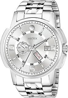 Matrix Black, Blue, White Dial, Day & Date Functioning, Stainless Steel Strap Analog Watch for Men & Women