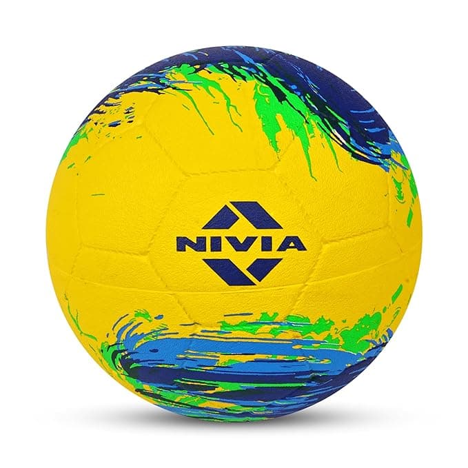 Nivia Super Storm Football for Men, Training Ball, Durable Rubber Cover Molded, Butyl Threadwounded Bladder, to Play On Hard Ground and Artificial Turf (Yellow, 5)