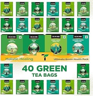 TE-A-ME Assorted Green Tea Bags 40 Pcs,60 Gram,Kashmiri Kahwa,Tulsi,Green,Honey Lemon | One Of The Best Choice For Tea Gifting