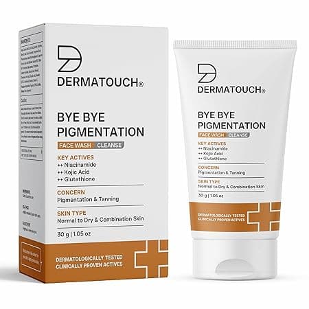 DERMATOUCH Bye Bye Pigmentation Face Wash | Niacinamide, Kojic Acid & Glutathione | For Tan and Anti-Pigmentation | Dermatologist Tested | For Men & Women | 30g