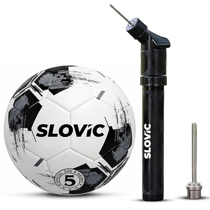 SLOVIC Professional Football with Air Pump [Size-5] | Hard Ground Foot-Ball | Ideal for Grass Ground & Artificial Turf | Training Foot Ball | Soccer Ball | Footballs for Men & Women