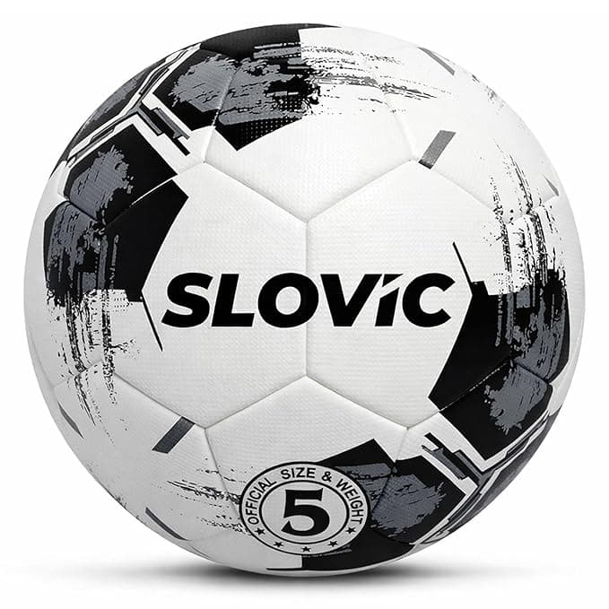 SLOVIC Rubber Professional Football [Size-5] | Hard Ground Foot-Ball | Ideal for Grass Ground & Artificial Turf | Training Foot Ball | Soccer Ball | Footballs for Men & Women, White