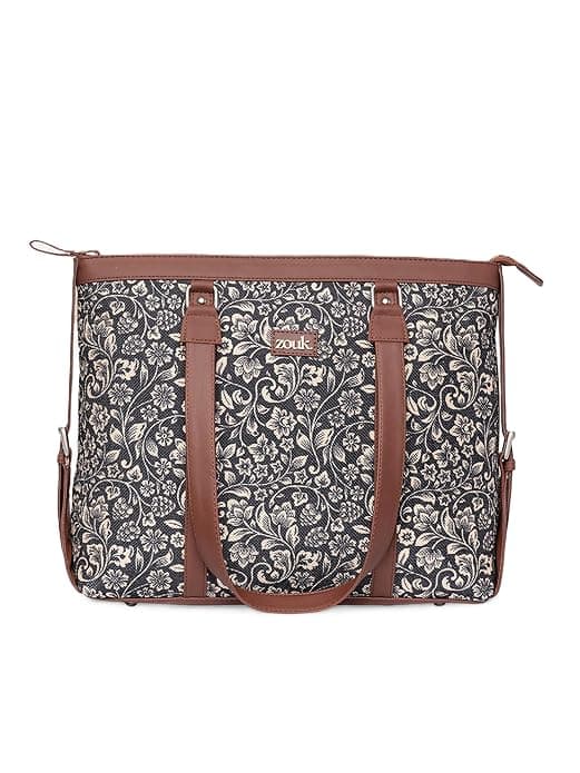 ZOUK Office Bag | Stylish Bags for Office Use | Laptop Bag 15.6 inch | Stylish Tote for Office Use | Purse for Women | Vegan Leather Handbag | Daily & Travel Use |