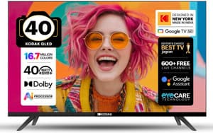 KODAK 100 cm (40 inch) QLED Full HD Smart Google TV 2026 Edition with Google Voice Assistant Remote Control 40 Watt Sound Output Dolby Sound 600+ Free Live Channels Digital Tuner Eye Care Technology 10000+ Apps & Games Bezel Less Design Chromecast Online at best Prices In India