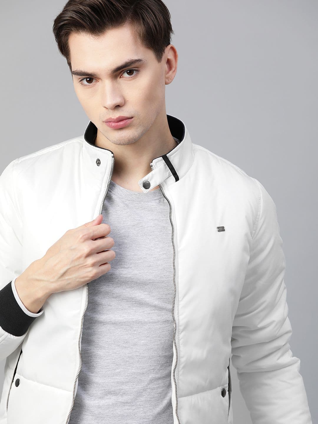 Roadster Roadster Men White Solid Padded Jacket
