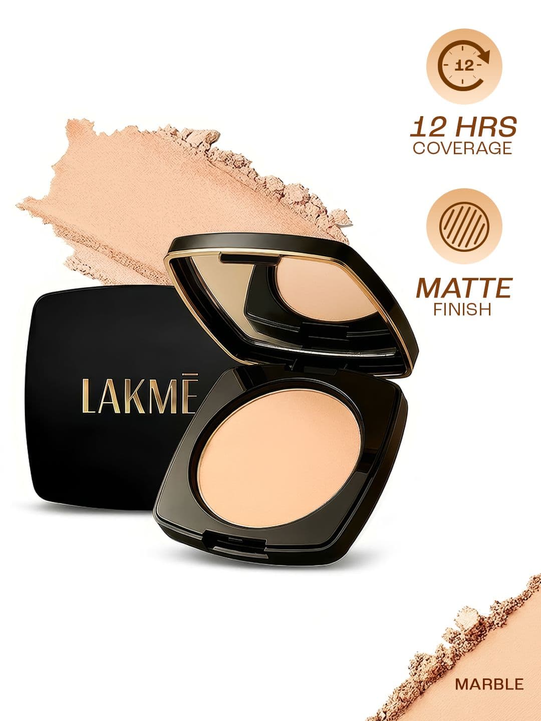 Lakme Lakme Forever Matte Smooth Finish Compact For 12 Hr Even Toned Look 9g - Marble