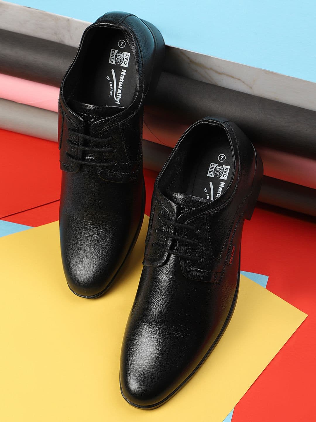 Red Chief Red Chief Men Black Leather Formal Derby Shoes