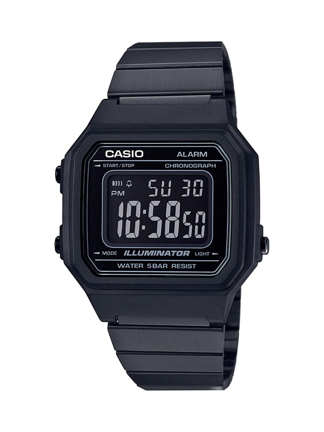 CASIO Vintage B650WB-1BDF Black Digital Dial Black Stainless Steel Band D199