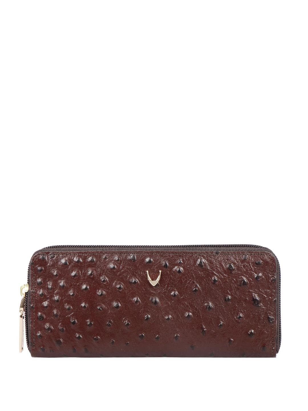 Hidesign Women Brown Textured Leather Zip Around Wallet