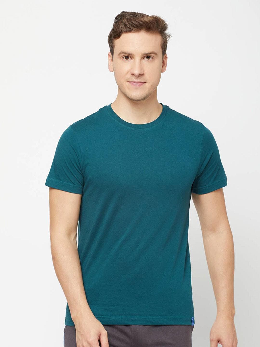 SPORTO Men Teal Regular Fit Cotton T-shirt